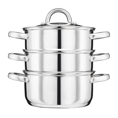 Cooks Professional 3 Tier Stainless Steel Steamer PanSuitable For All Hobs Inc InductionDishwasher Safe22Cm Diameter from B&Q