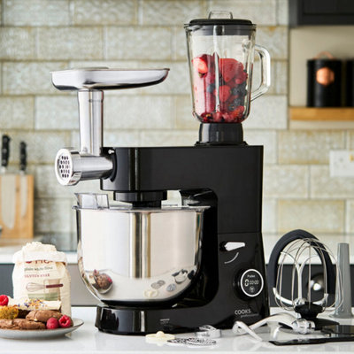 Cooks Professional Multi-Function Stand Mixer 1800W With 8L Metal BowlAccessory KitBlender & Mincer Capability8 SpeedsBlack from B&Q