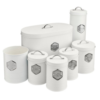 Cooks Professional Tea Coffee Sugar Biscuit Pasta Canisters Bread Bin Jar Storage 7-Piece