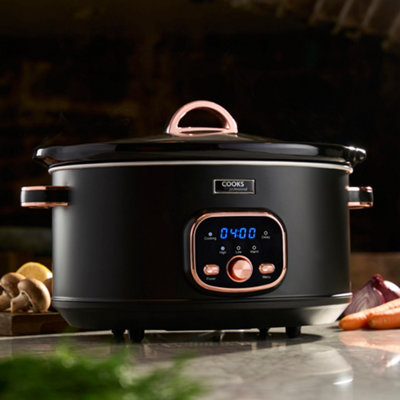 Cooks Professional Digital Slow Cooker 6.5L With 3 HeatsTimer & Delay FunctionLarge One Pot Cooking MachineBlack/rose Gold from B&Q