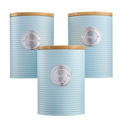 Cooks Professional 3 Piece Kitchen Storage Set With Bamboo Lids | Blue / Silver - Image 6