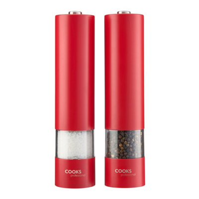 B&Q -  Electric Salt And Pepper Mill SetAutomatic Seasoning Condiment GrindersRed