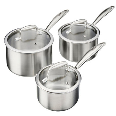 Rackhams Tri-Ply 3 Piece Saucepan Set | 14Cm, 16Cm & 18Cm - Image 5