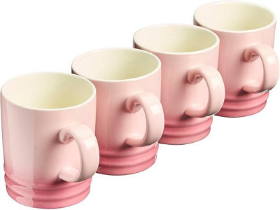 Cooks Professional Set Of 4 Colourful Stoneware MugsTea Coffee Drinking Cups 350Ml CapacityDishwasher & Microwave SafePink from B&Q