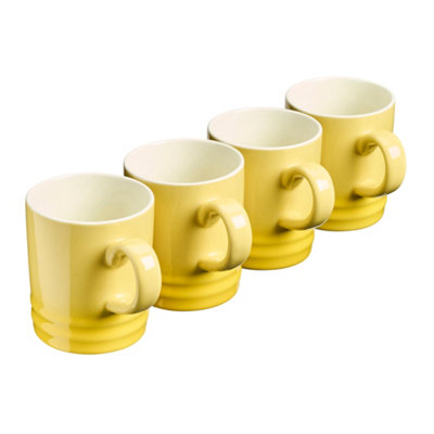 Cooks Professional Set Of 4 Colourful Stoneware MugsTea Coffee Drinking Cups 350Ml CapacityDishwasher & Microwave SafeYellow from B&Q