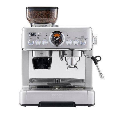 Cooks Professional Light/Dark/Golden Bean-To-Cup Espresso Coffee Machine With 20-Bar Pump, Grinder, Steam Wand, Water Tank & Accessories 2.6L