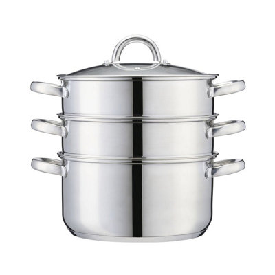 Cooks Professional 3 Tier Stainless Steel Steamer PanSuitable For All Hobs Inc InductionDishwasher Safe24Cm Diameter from B&Q