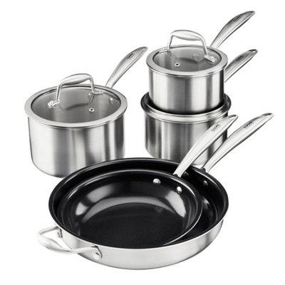 Cooks Professional Unisex Silver 5 Piece Tri-Ply Cookware Set - 2 X Frying Pans & 3 X Saucepans In | : Size 5 Pack - Image 5
