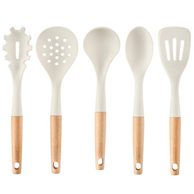 Cooks Professional 5 Piece Silicone Utensil SetKitchen Cooking SpoonsLadle & Spatula ToolsWhite from B&Q
