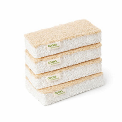 Cooks Professional Set Of 4 Eco Scourer SpongesBiodegradable & Compostable Multipurpose Cleaning Sponge
