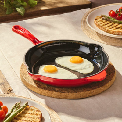 Rackhams Red Cast Iron Frying Pan | - Image 6