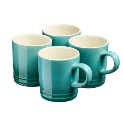 B&Q -  4 Piece Colourful Stoneware Midi Mug Set240Ml Tea Coffee Drinking CupsTeal