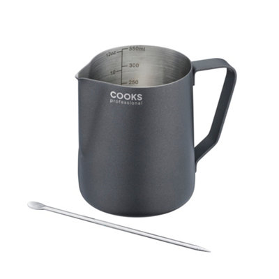 Cooks Professional Unisex Charcoal Stainless Steel 350Ml Milk Steaming Jug With Latte Art Pen In - Image 3