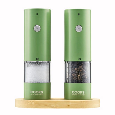 Rackhams Green Rechargeable Salt And Pepper Mill Set With Bamboo Base | - Image 6