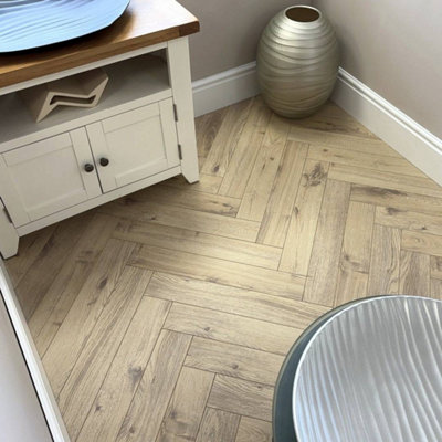 Embrace Herringbone Royal Oak 12mm Laminate from B&Q