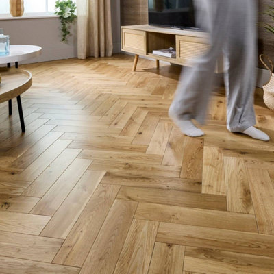  - Herringbone Solid Wood Flooring 18mm Natural Uv Oiled1.44M²