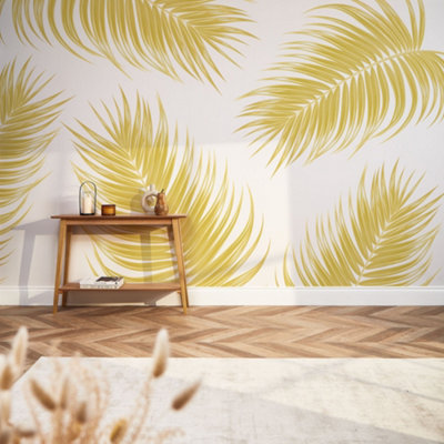 I Love Wallpaper Paradise Palm Fronds Mural In Golden Yellow (350Cm X 240Cm) from B&Q