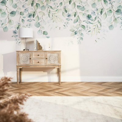 I Love Wallpaper Eucalyptus Cascade Mural In Watercolour Greens from B&Q