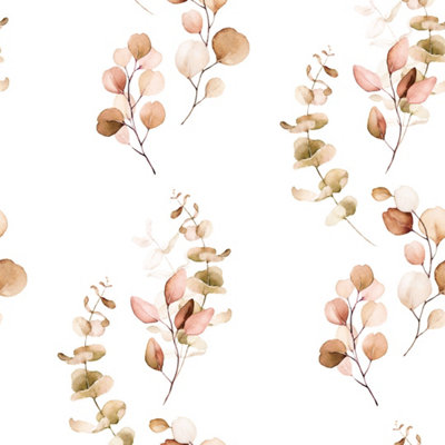 I Love Wallpaper Trailing Eucalyptus Wallpaper In Autumn Browns And Oranges from B&Q