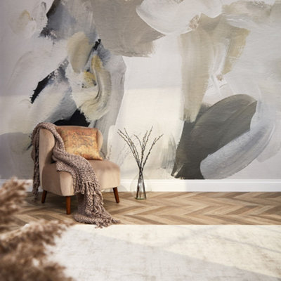 I Love Wallpaper Contemporary Wall Art Mural In Charcoal And Stone And White (450Cm X 240Cm) from B&Q