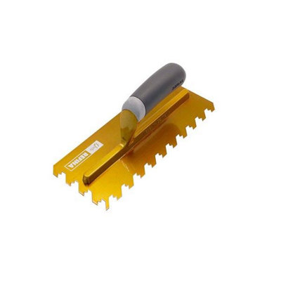 Refina Notchtile Gold Adhesive Spreading Notched Tiling Trowel Left Handed 11" (280mm) With 12mm Notches2022812L from B&Q