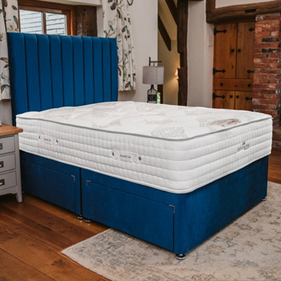 Divan Base Direct Sophia Briar-Rose Emilie 1000 Pocket Sprung Luxury Divan Bed Set 4Ft Small Double 4 Drawers ContinentalPlush Marine from B&Q