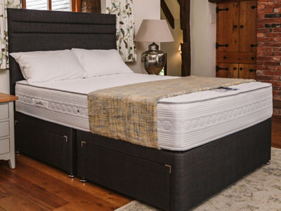 Divan Base Direct Sophia Briar-Rose Elara 1000 Pocket Sprung Natural Latex Divan Bed Set 2Ft6 Small Single 2 Drawers SideNaples Slate from B&Q