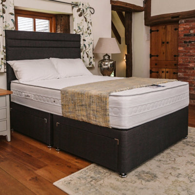 Divan Base Direct Sophia Briar-Rose Elara 1000 Pocket Sprung Natural Latex Divan Bed Set 5Ft King 2 Drawers SideNaples Slate from B&Q