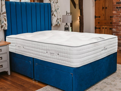 Divan Base Direct Sophia Briar-Rose Noemie 1000 Pocket Sprung Natural Cotton Tencel Divan Bed Set 2Ft6 Small Single 2 Drawers SidePlush Marine from B&Q