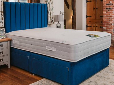 Divan Base Direct Sophia Briar-Rose Dual Season 1000 Pocket Sprung Igel Luxury Divan Bed Set 2Ft6 Small Single 2 Drawers SidePlush Marine from B&Q