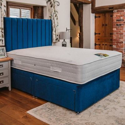 Divan Base Direct Sophia Briar-Rose Dual Season 1000 Pocket Sprung Igel Luxury Divan Bed Set 4Ft Small Double 4 DrawersPlush Marine from B&Q