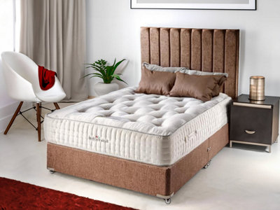 Divan Base Direct Sophia Briar-Rose Clarissa 1000 Pocket Sprung Natural Cashmere Wool Bed Set 4Ft6 Double 4 Drawers Wool Chestnut from B&Q