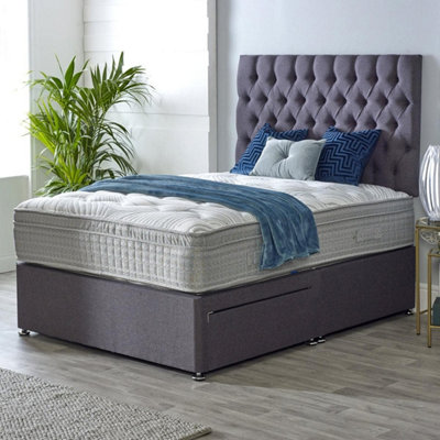 Divan Base Direct Dura Bed Savoy 1000 Pocket Sprung Cushioned Top Divan Bed Set 4Ft6 Double Continental- Wool Clay from B&Q