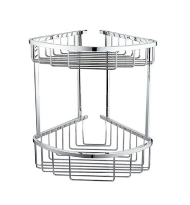Nes Home Corner Shower Caddy Double Shelf Basket Rack Chrome from B&Q