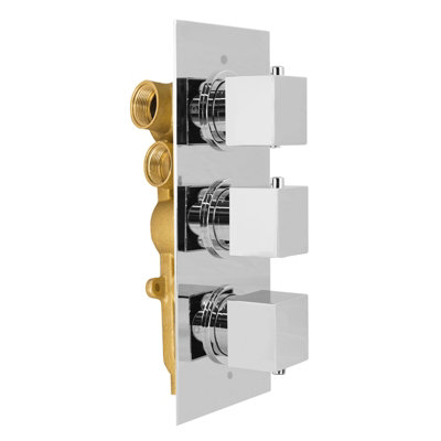 Nes Home Square 3 Dial 3 Outlet Concealed Thermostatic Shower Chrome