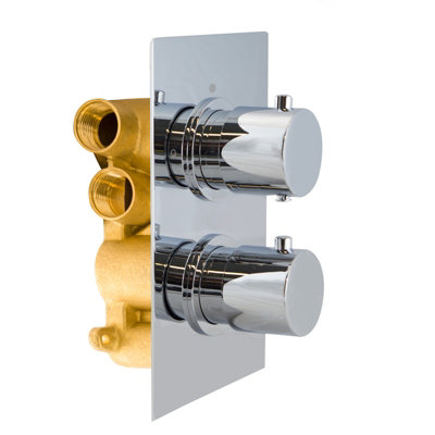 Nes Home Unisex Silver Violet Modern Solid Brass Round Way Concealed Thermostatic Shower Mixer Valve In Size 2 - Image 4
