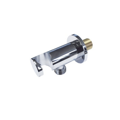 Nes Home Round Chrome Wall Outlet Elbow Hose Connector With Shower Handset Holder from B&Q