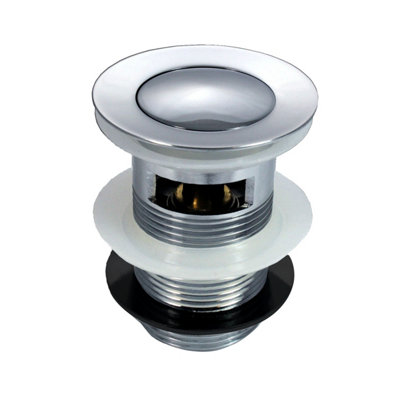 B&Q -  Chrome Basin Sink Waste Modern Pop Up Sprung Plug Slotted With Overflow