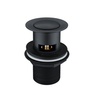 B&Q -  Matt Black Basin Waste Click Clack Pop Up Slotted Waste For Bathroom Sink