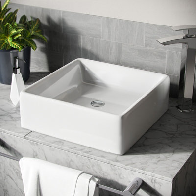 Nes Home 385mm Square Counter Top Basin Cloakroom Bathroom Sink from B&Q