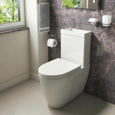 Nes Home White 2 In 1 Basin Close Coupled Toilet Combo Space Saver Cloakroom Unit 2In