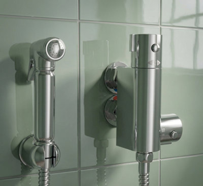 Nes Home Contemporary Chrome Thermostatic Bar Valve Bidet Douche & Spray Kit