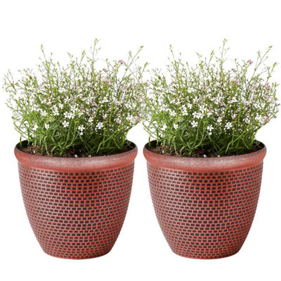  - Sg Traders 2 X Large Plastic Round Cromarty Plant Pot Flower Planter Garden Decoration Copper 30 Cm Outdoor Pots Outside Planters