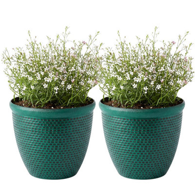  - Sg Traders 2 X Large Plastic Round Cromarty Plant Pot Flower Planter Garden Decoration 30 Cm Outdoor Pots Outside Planters With