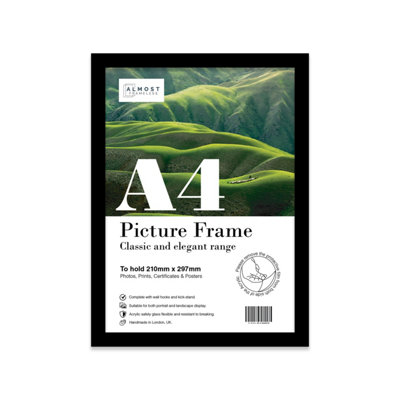 A4 Black Picture Frame Fits A4 (21 X 29.7Cm8.3 X 11.7In) PosterPhotoArtworkOr Print. from B&Q