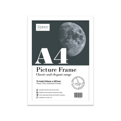 A4 White Picture Frame Fits A4 (21 X 29.7Cm8.3 X 11.7In) PosterPhotoArtworkOr Print. from B&Q
