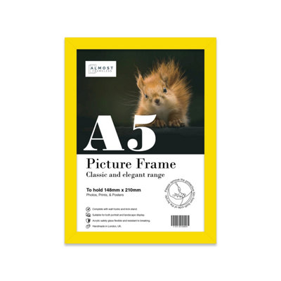 A5 Yellow Picture Frame Fits A5 (14.8 X 21Cm5.8 X 8.3In) PosterPhotoArtworkOr Print. from B&Q