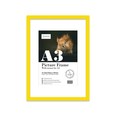 A3 Yellow Picture Frame With Mount For A4 (21 X 29.7Cm -8.3 X 11.7In) PosterPhotoArtworkOr Print. from B&Q