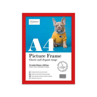 A4 Red Picture Frame Fits A4 (21 X 29.7Cm8.3 X 11.7In) PosterPhotoArtworkOr Print. from B&Q