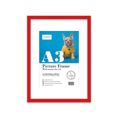 A3 Red Picture Frame With Mount For A4 (21 X 29.7Cm -8.3 X 11.7In) PosterPhotoArtworkOr Print. from B&Q